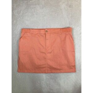 Lee Mid-Rise Skirt Women's 22m Coral Cotton Stretch waist Skort with Pockets